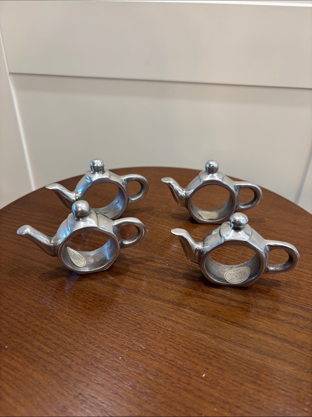 Silver Teapot-Shaped Napkin Rings - Set of 4